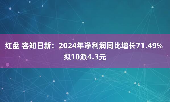 红盘 容知日新：2024年净利润同比增长71.49% 拟10派4.3元