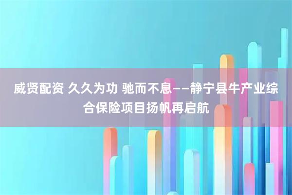 威贤配资 久久为功 驰而不息——静宁县牛产业综合保险项目扬帆再启航